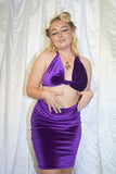 Purple Velvet Bambi's Bop Top + Purple Velvet Pencil Skirt (FULL 2 PIECE SET)
