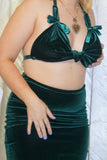 Green Velvet Bambi's Bop Top + Green Velvet Pencil Skirt (FULL 2 PIECE SET)