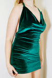 Emerald Green Velvet Disco Dress (Sides Closed)