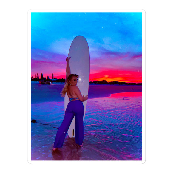 Bambi Beach Sunset Surfboard Sticker