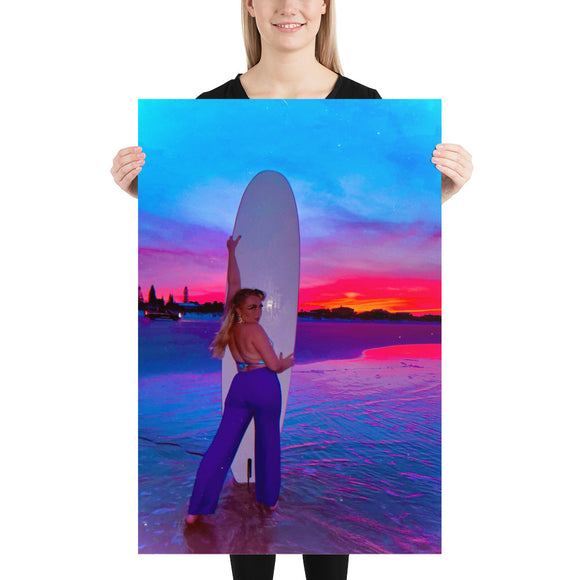 Bambi Beach Sunset Surfboard Print